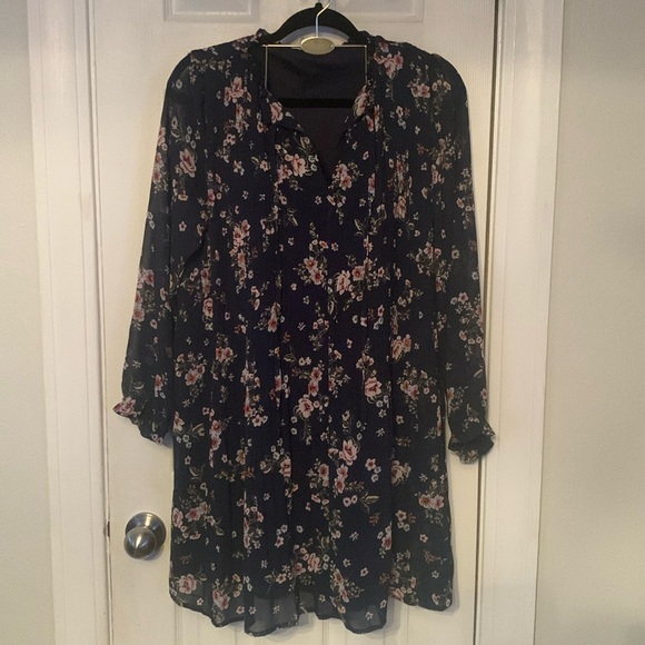 NWT Time & Tru Blue & Pink Floral Print Dress Size S - Picture 1 of 11